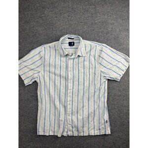 Toes On The Nose Shirt Mens Medium Blue Striped Short Sleeve Button Front